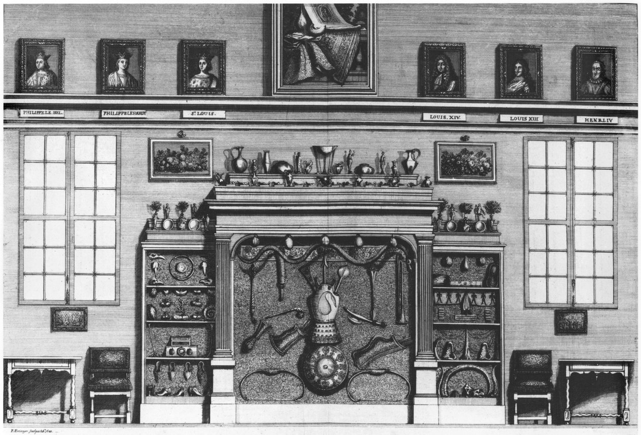 Illustration de Cabinet de la Bibliothèque Sainte-Geneviève par le Révérend Père Claude Du Molinet (1620-87) 1692 - French School