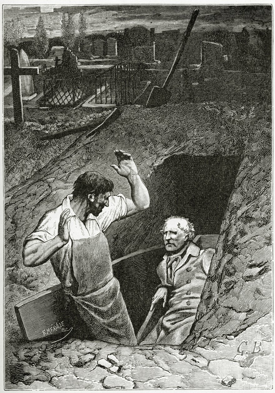 Illustration des Misérables, 19e siècle (gravure en noir et blanc) - French School