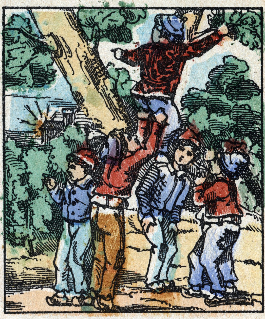 Illustration du conte "Le Petit Poucet" de Charles Perrault. Gravure sur bois de l