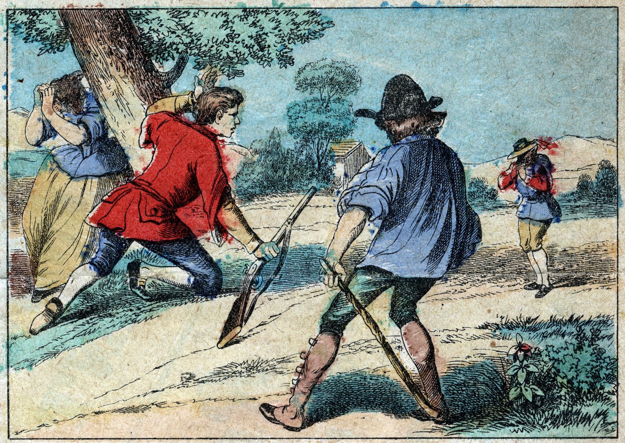 Illustration de la fable de Jean de La Fontaine (1621-1695) : le loup devenu berger. Imagerie d