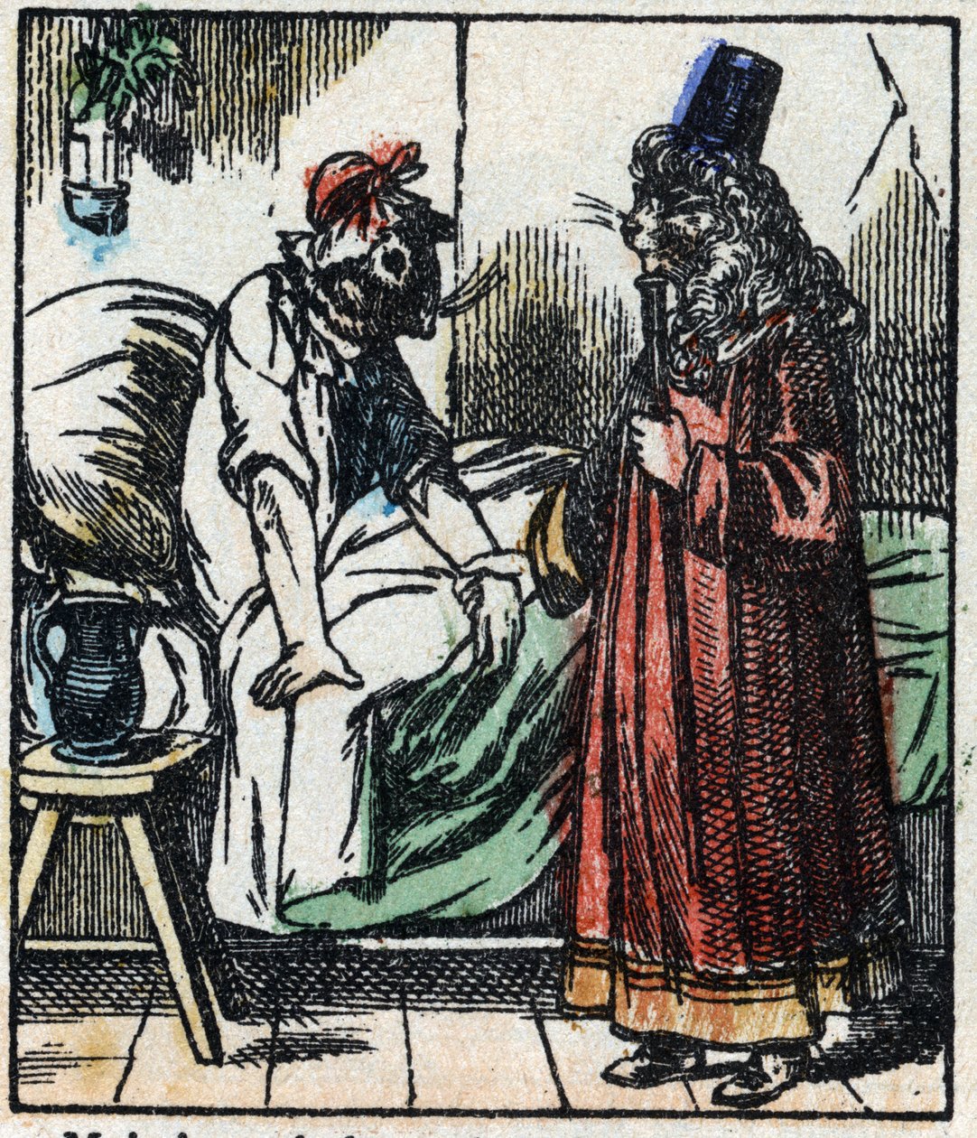 Illustration du conte "Raminagrobis et les souris". Gravure sur bois de l