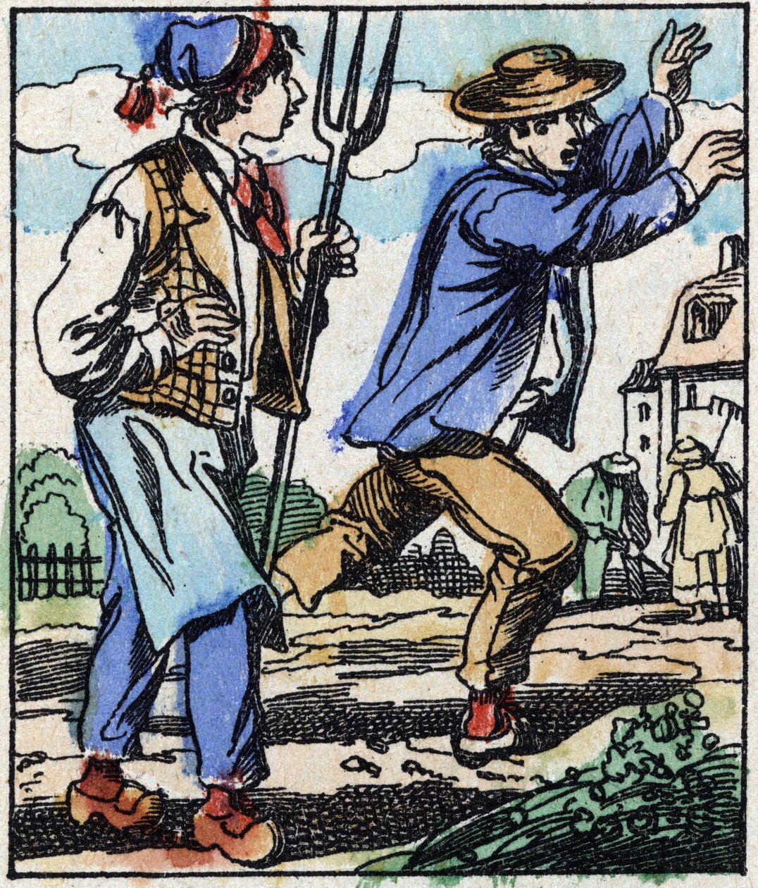 Illustration du conte « La Fourche du Diable ». Gravure sur bois de l
