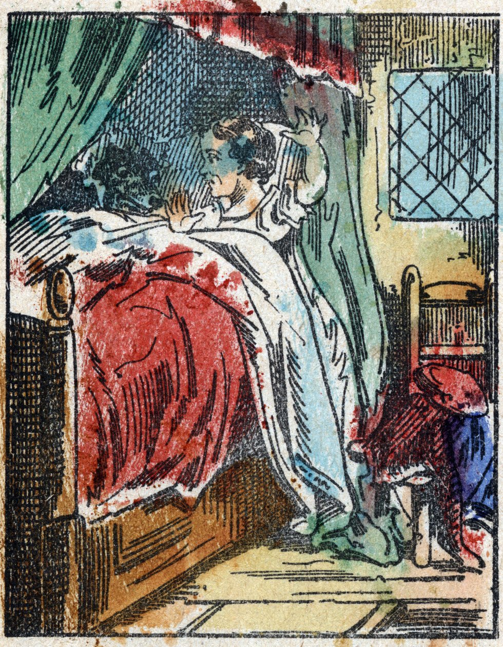 Illustration du conte "Le Petit Chaperon Rouge" par Charles Perrault. Gravure sur bois de l