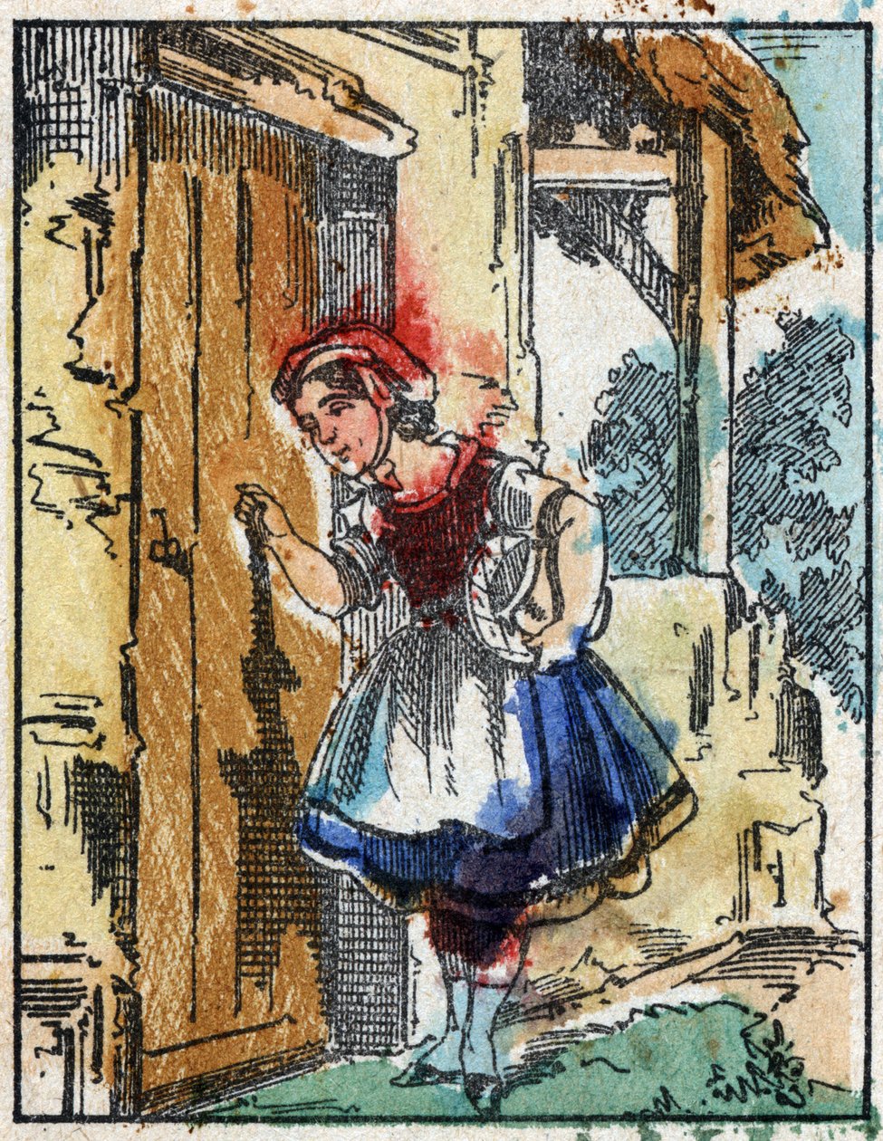 Illustration du conte « Le Petit Chaperon rouge » de Charles Perrault. Gravure sur bois d
