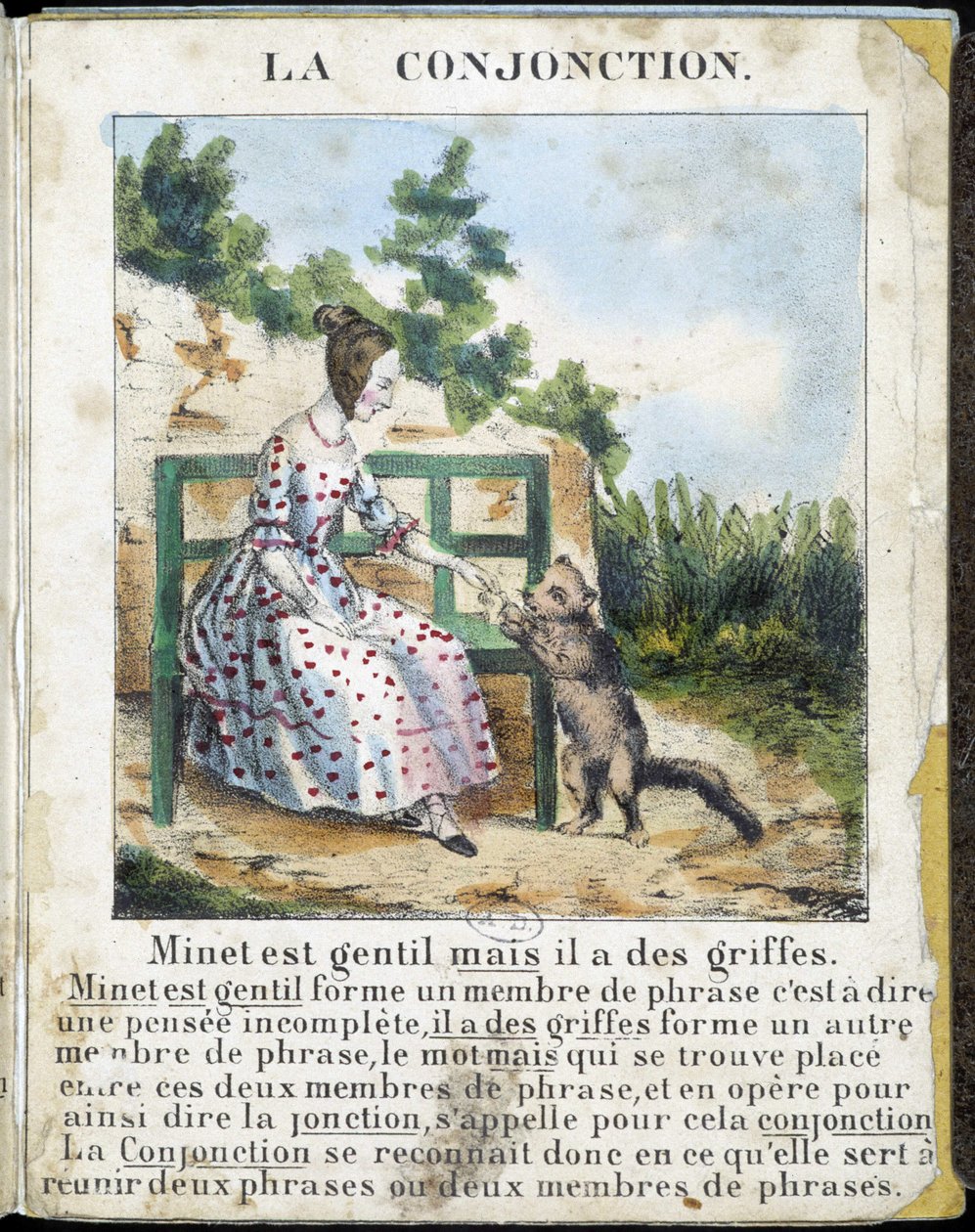Dans « La grammaire en images », album feuillet, vers 1850 - French School