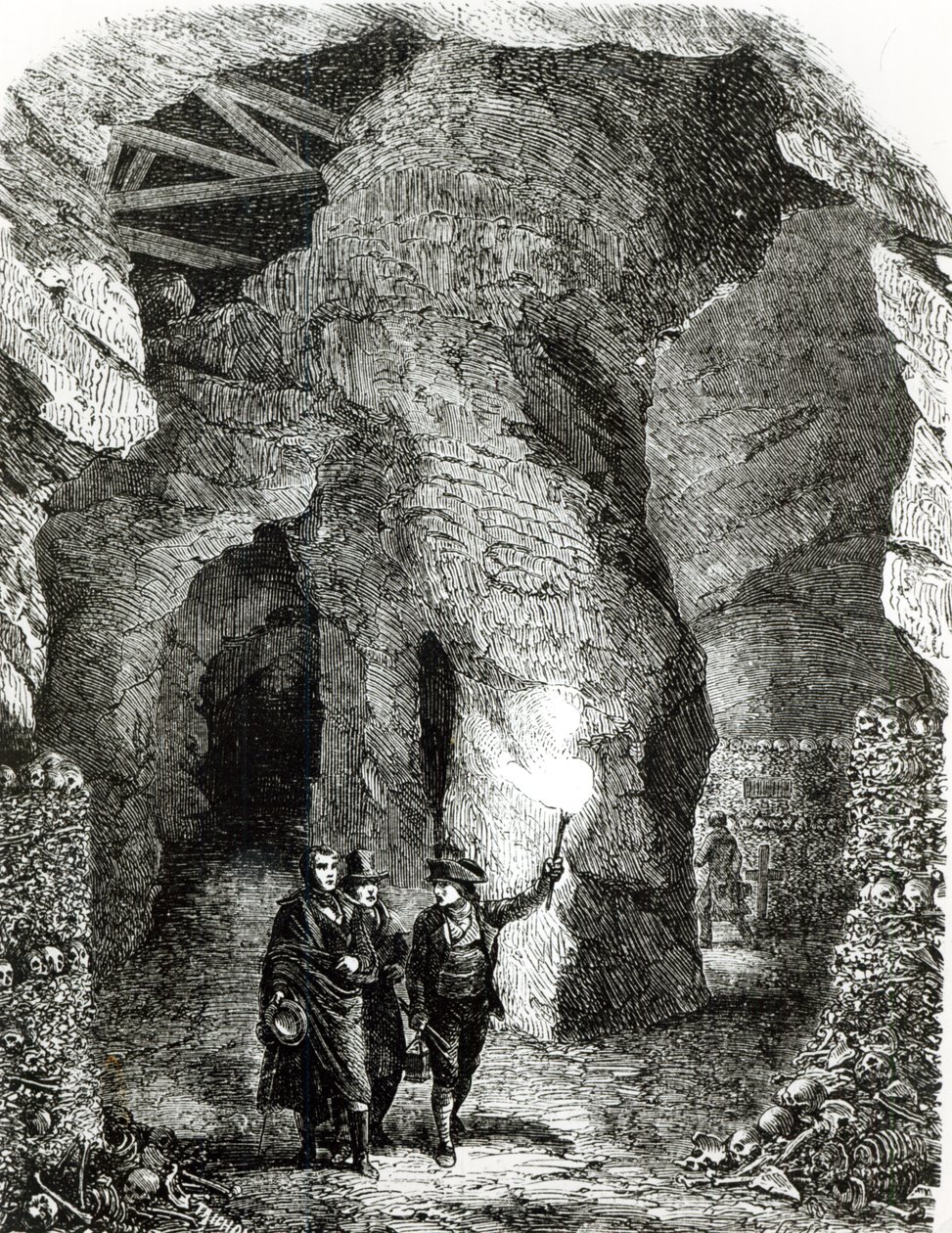 Intérieur des catacombes, Paris - French School
