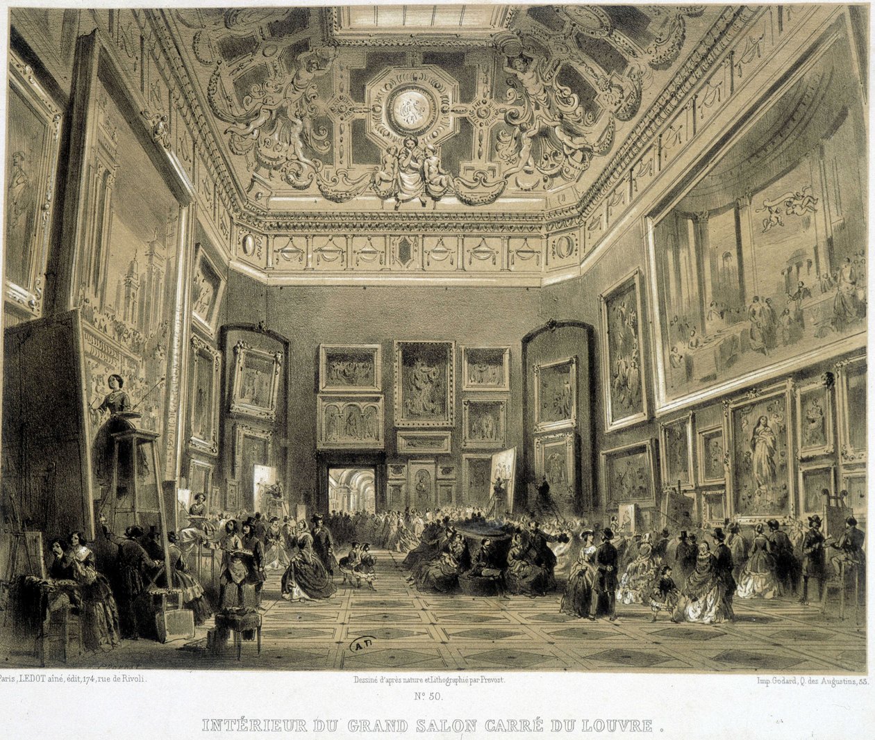 Intérieur du Grand Salon Carré du Louvre - French School