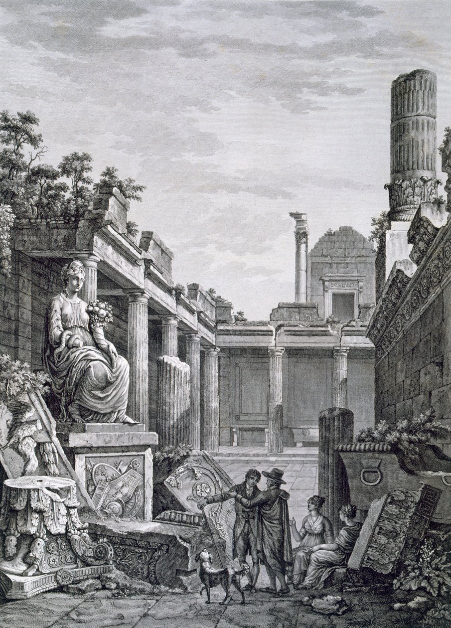 Intérieur des thermes romains, Nîmes, des Antiquités de la France : Vol I, Monuments de Nîmes - French School