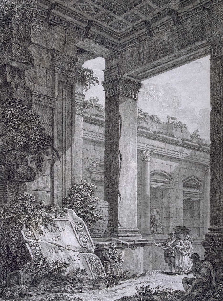 Intérieur du Temple de Diane, Nîmes, des Antiquités de la France : Vol I, Monuments de Nîmes - French School