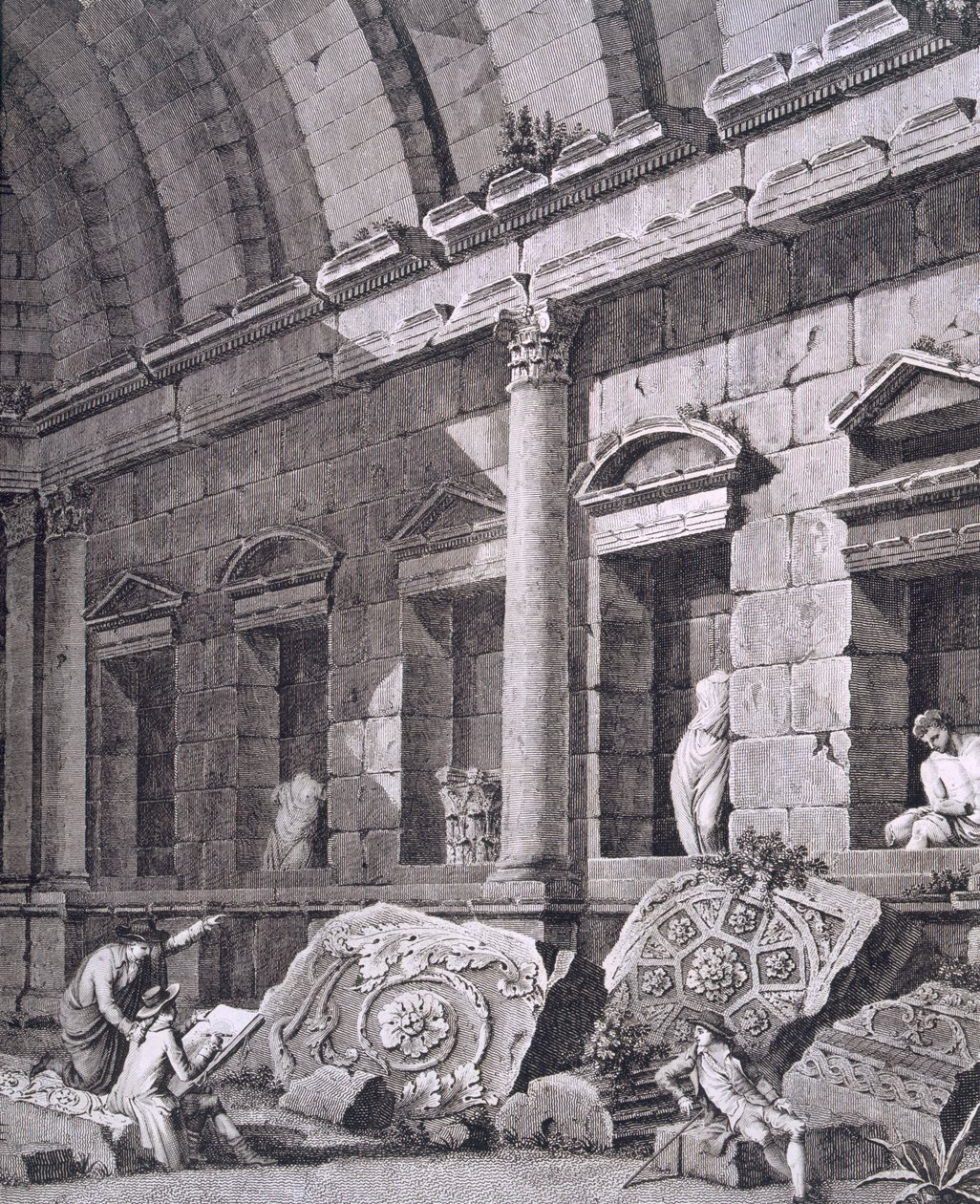 Intérieur du Temple de Diane, Nîmes, des Antiquités de la France : Vol I, Monuments de Nîmes - French School