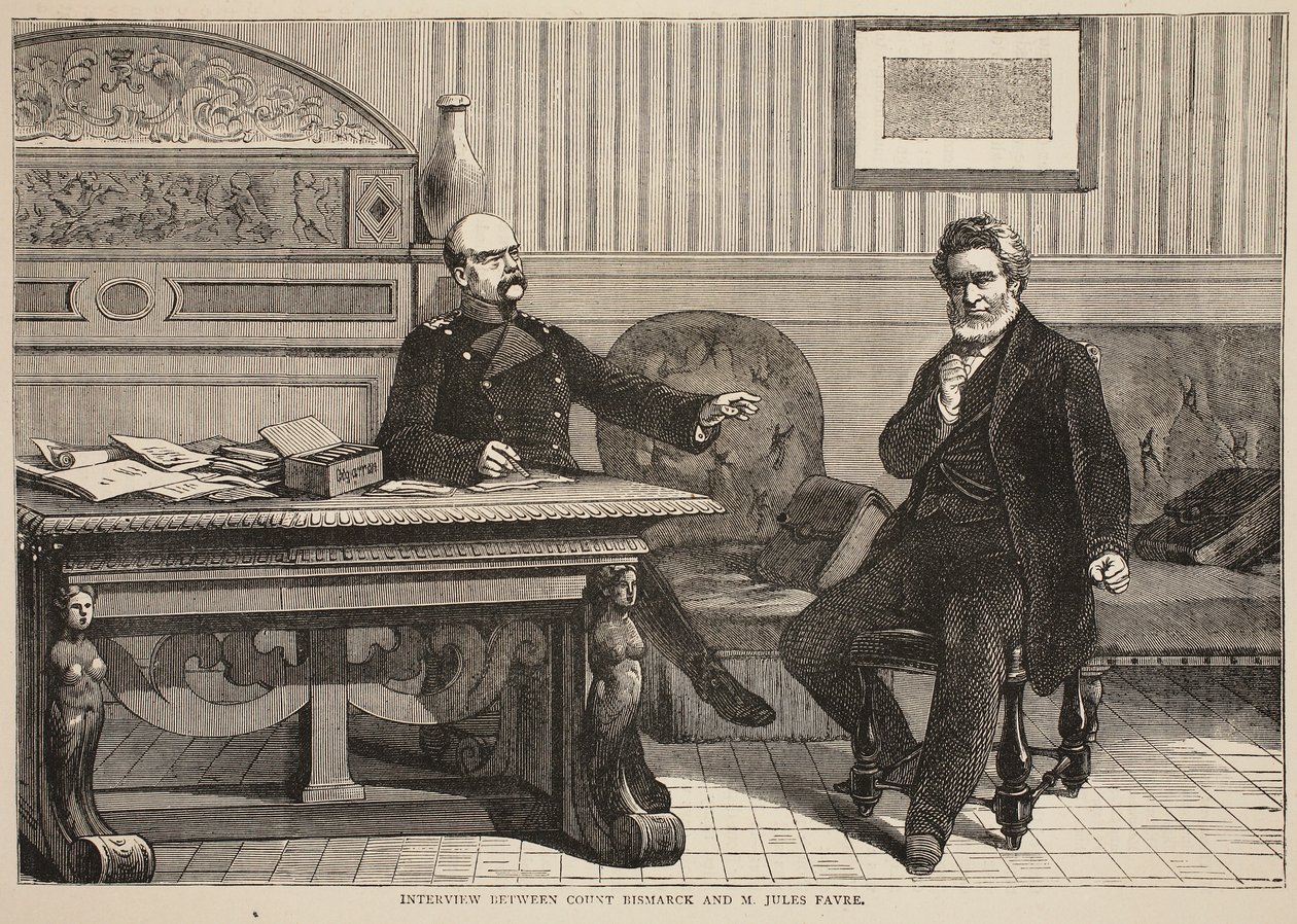 Entrevue entre le comte Bismarck et M. Jules Favre, septembre 1870, illustration de l
