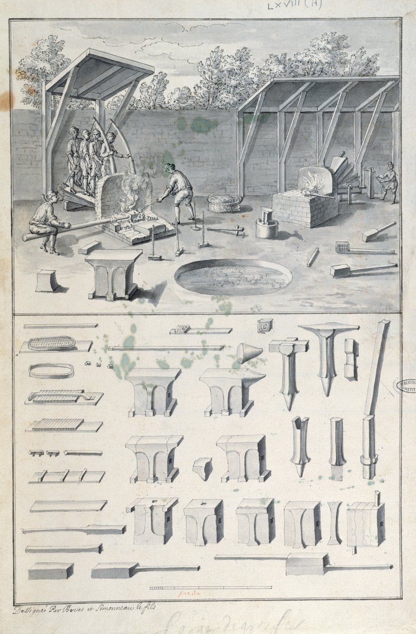 Forge, dessin pour la Description des Arts et Métiers, par L. Simonneau, qui a inspiré Diderot pour l