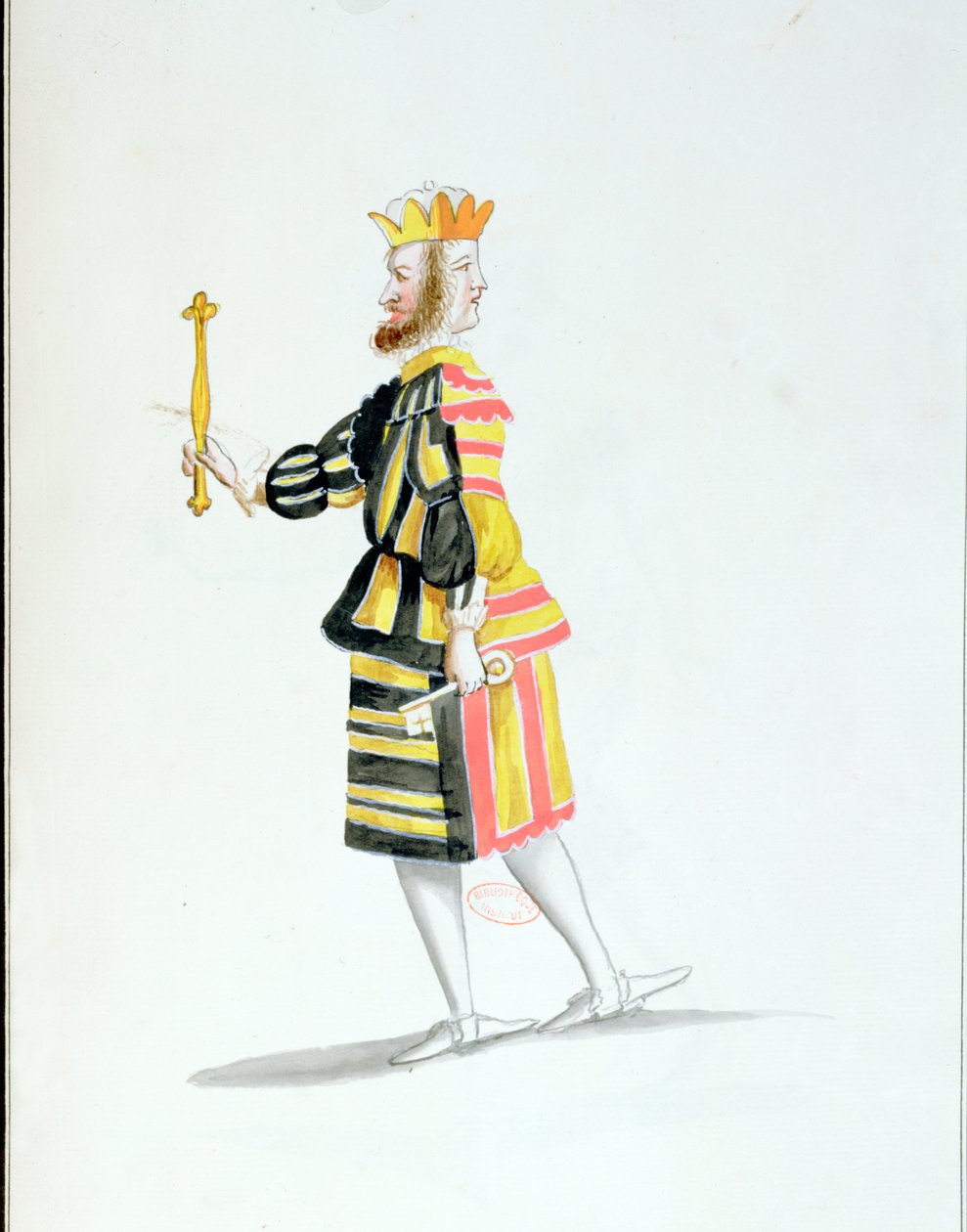 Costume de Janus pour le Ballet de la Nuit par Jean-Baptiste Lully (1632-87) dansé par Louis XIV, 23 février 1653 - French School