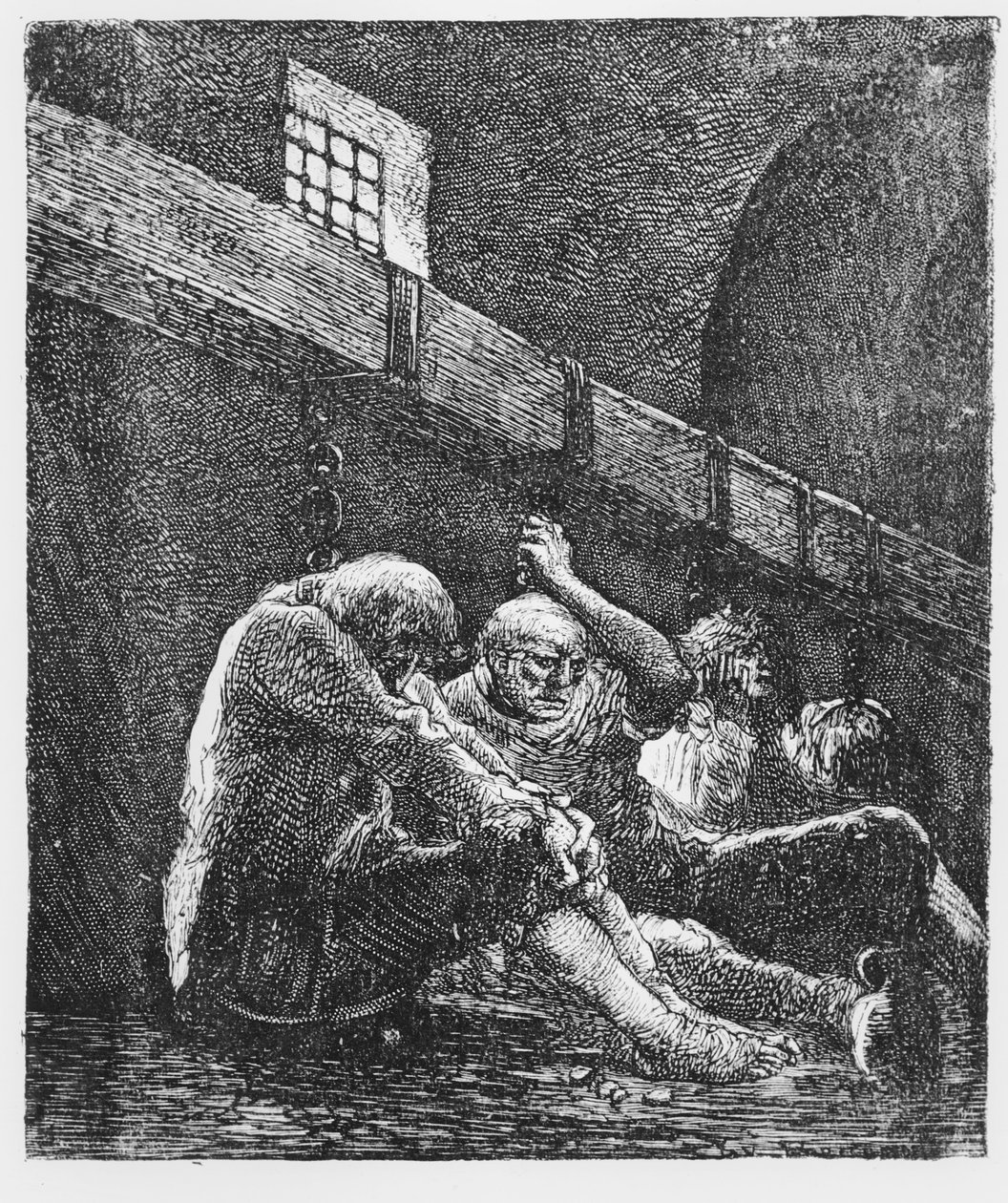 Jean Valjean en prison, Illustration des Misérables, par Victor Hugo, 1865 - French School