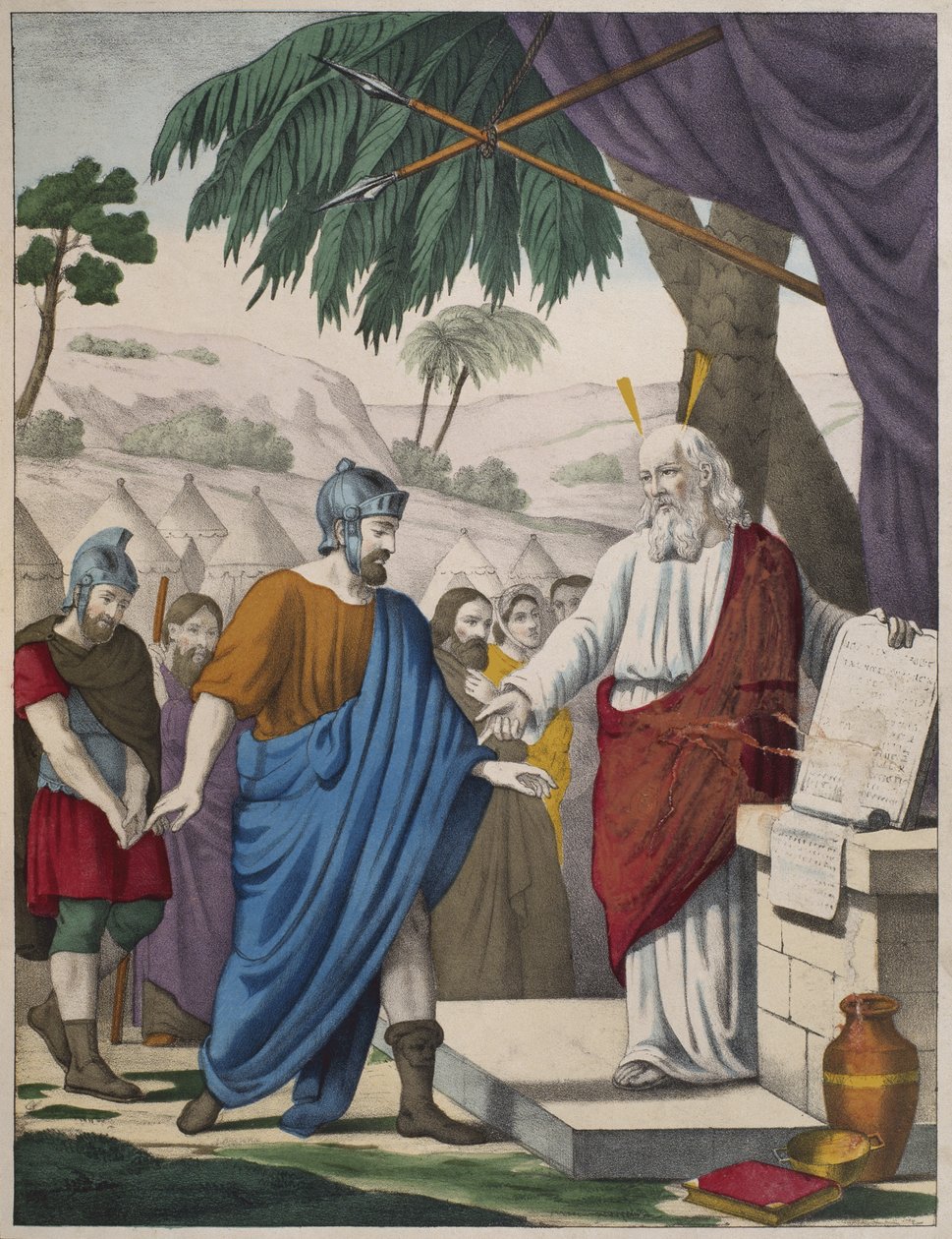 Josué nommé successeur par Moïse, illustration du catéchisme L