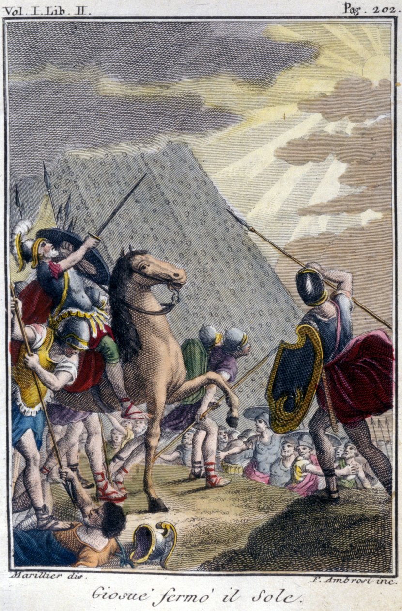 Josué arrête la course du Soleil, gravure d