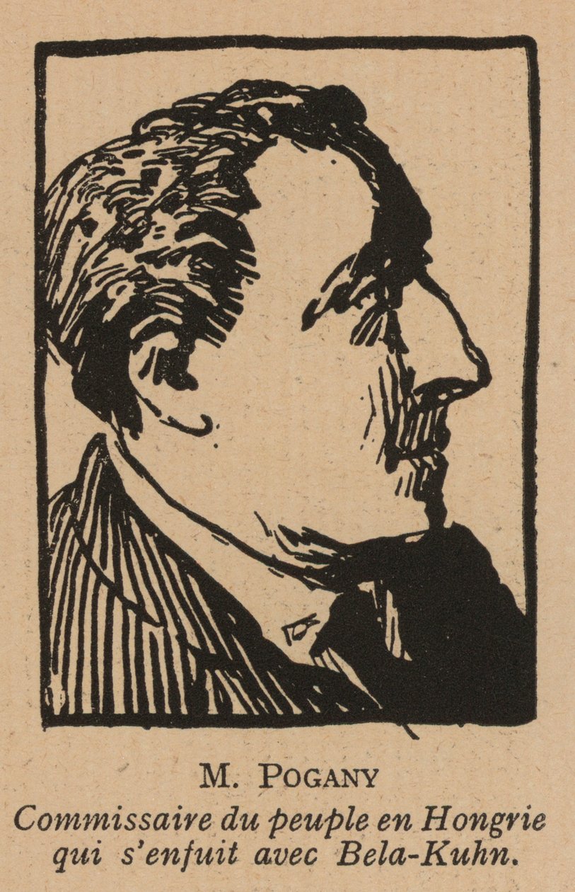 Jozsef Pogany, homme politique révolutionnaire communiste hongrois, membre du gouvernement de la République soviétique de Hongrie en 1919 (litho) - French School