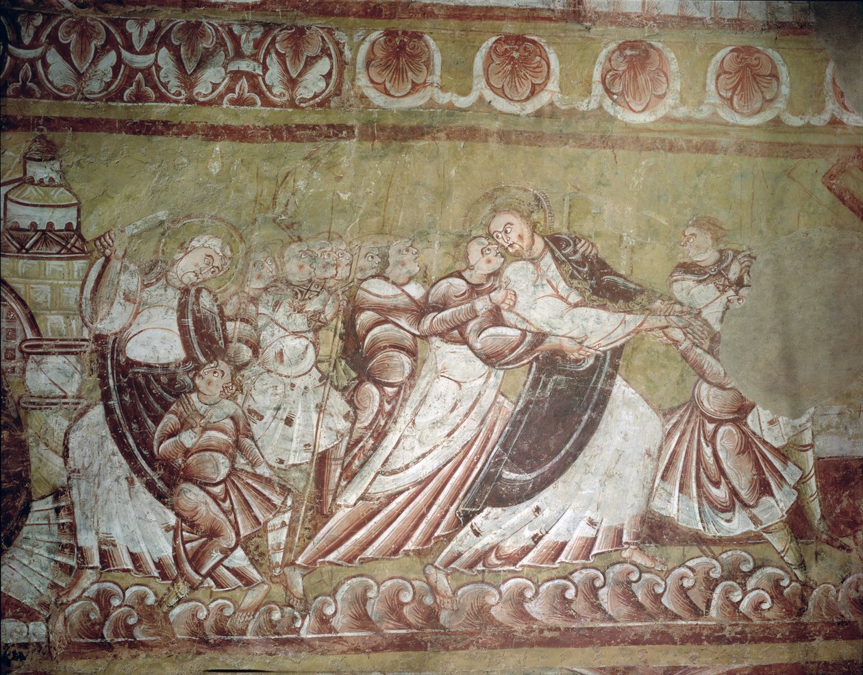 Judas embrassant le Christ (fresque) (détail) - French School