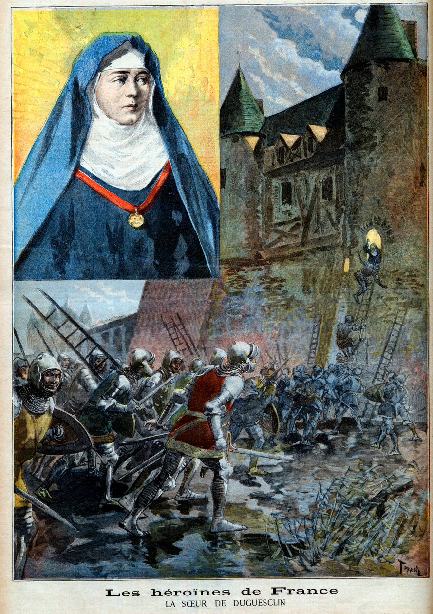 Julienne Duguesclin (1377-1404) religieuse bénédictine, illustration «Le Petit Journal» du 23 juillet 1894 (gravure) - French School