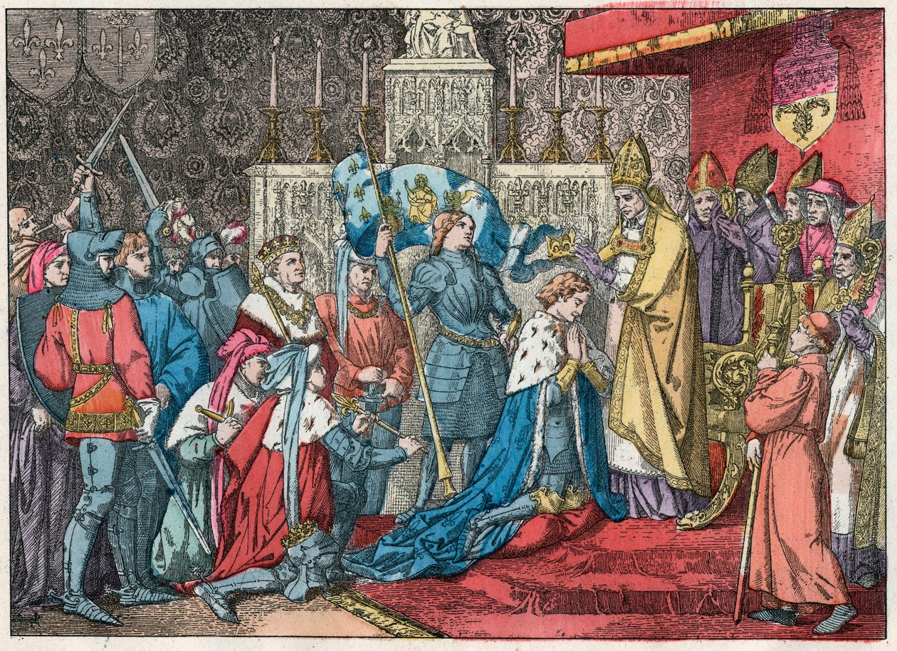 Le roi Charles VII (1403-1461) reçoit la couronne dans la cathédrale de Reims le 17/07/1429 en présence de Jeanne d