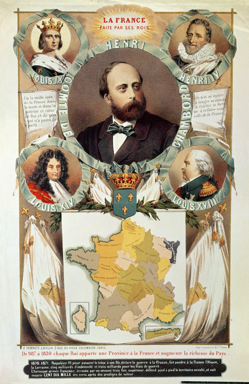 La France faite par ses rois, Henri Charles Ferdinand Marie Dieudonné, Comte de Chambord, après 1870 - French School