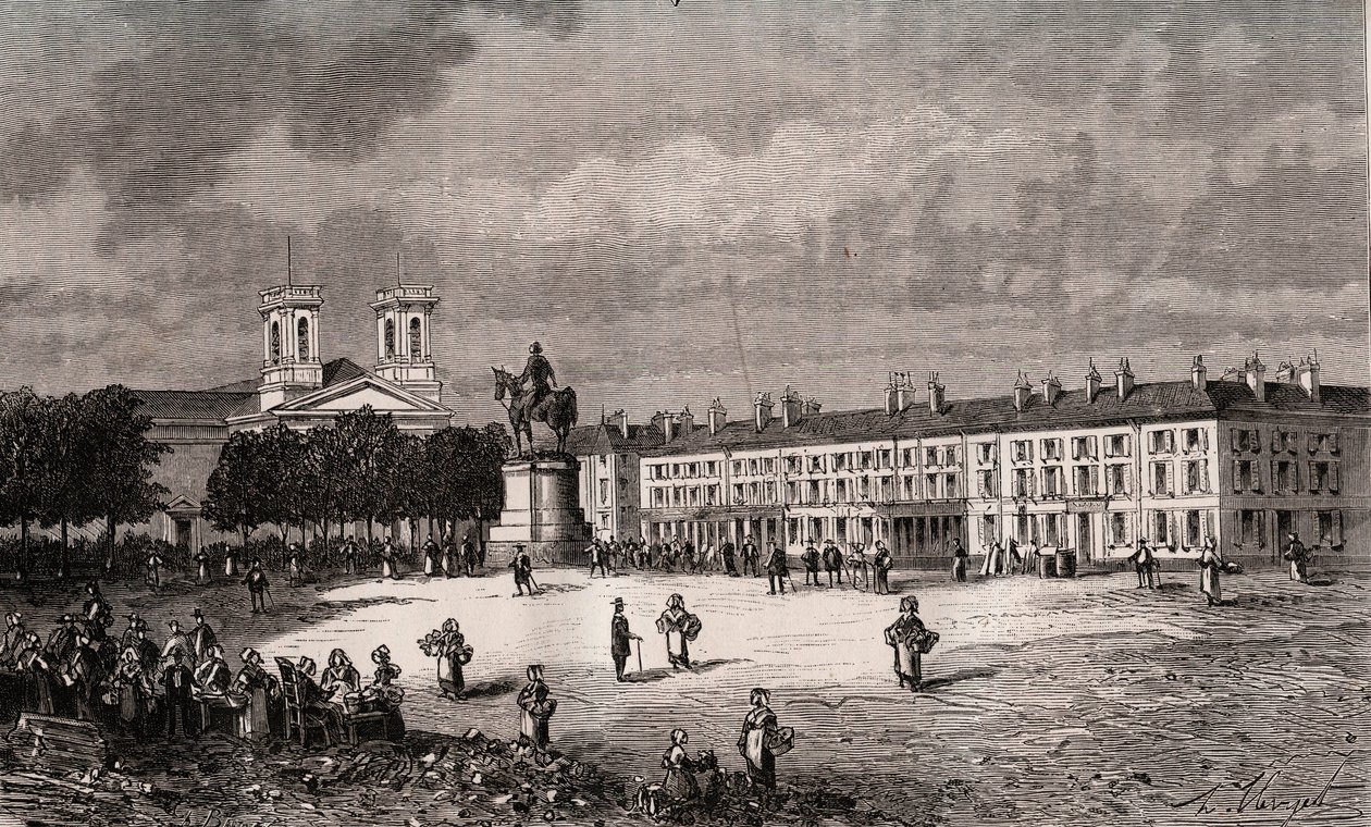 La Roche-sur-Yon (La Roche sur Yon) - Pays de la Loire - place Napoléon - gravure dans « La France illustrée : géographie, histoire, administration statistique » par V.-A. Malt-Brown. 1884 - French School