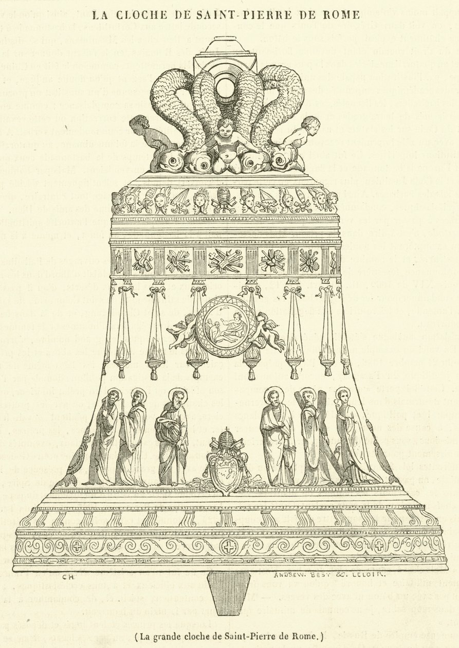 La grande cloche de Saint-Pierre de Rome (engraving) - French School