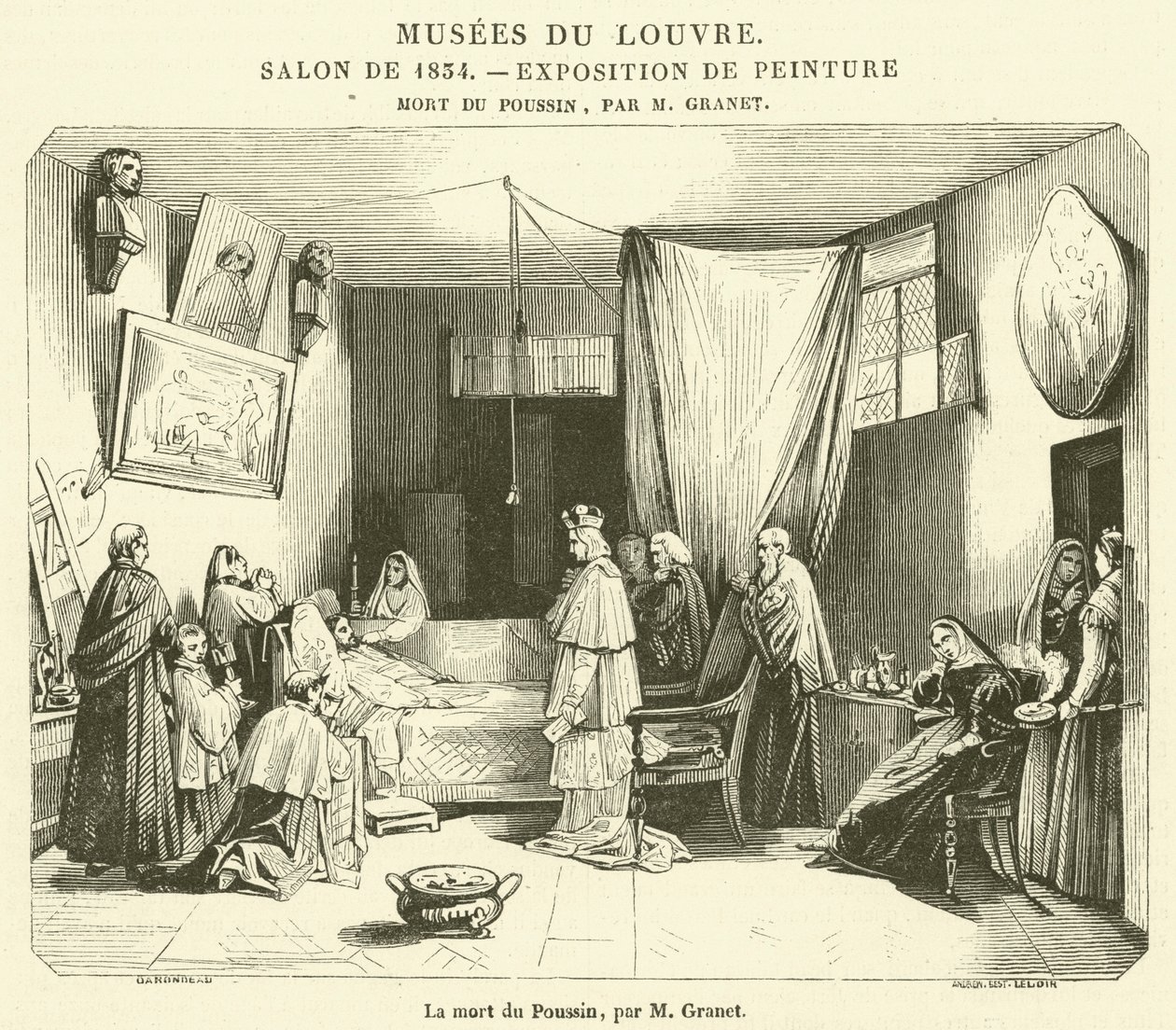 La mort du Poussin (engraving) - French School