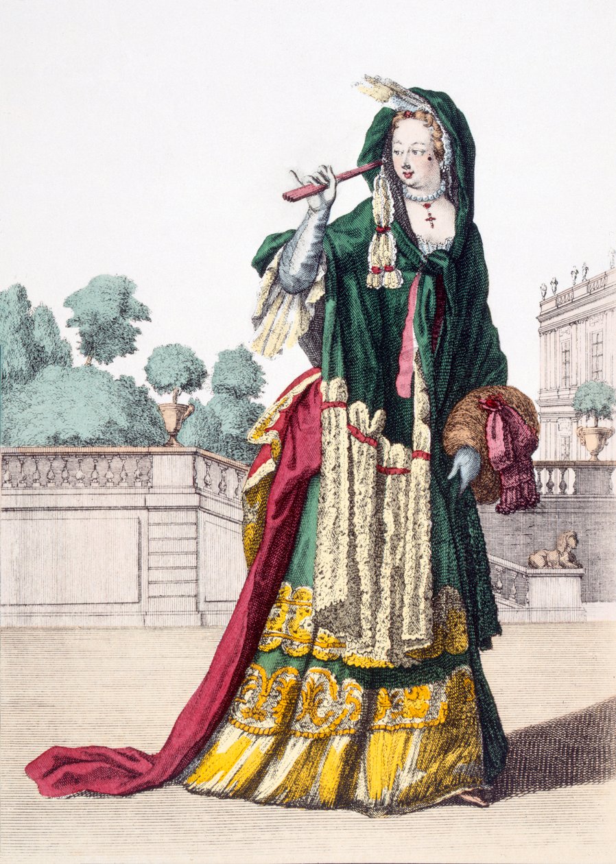 Châle en soie verte de dame, 1650 - French School
