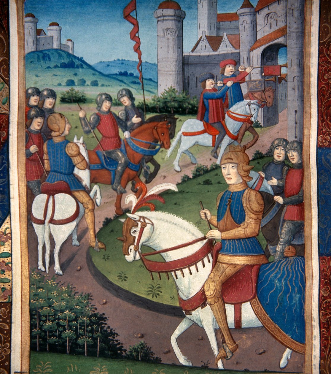 Lancelot arrivant dans un village français - French School