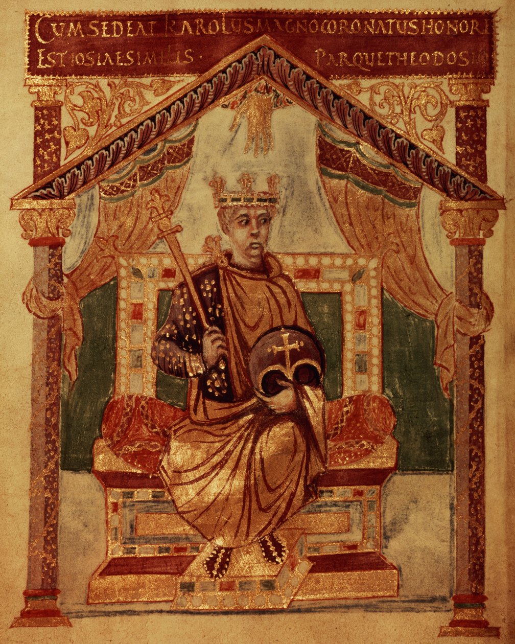 Lat 1152 f.3v Charlemagne (Carolus Magnus, Charles le Grand) (747-814) roi des Francs et empereur chrétien de l