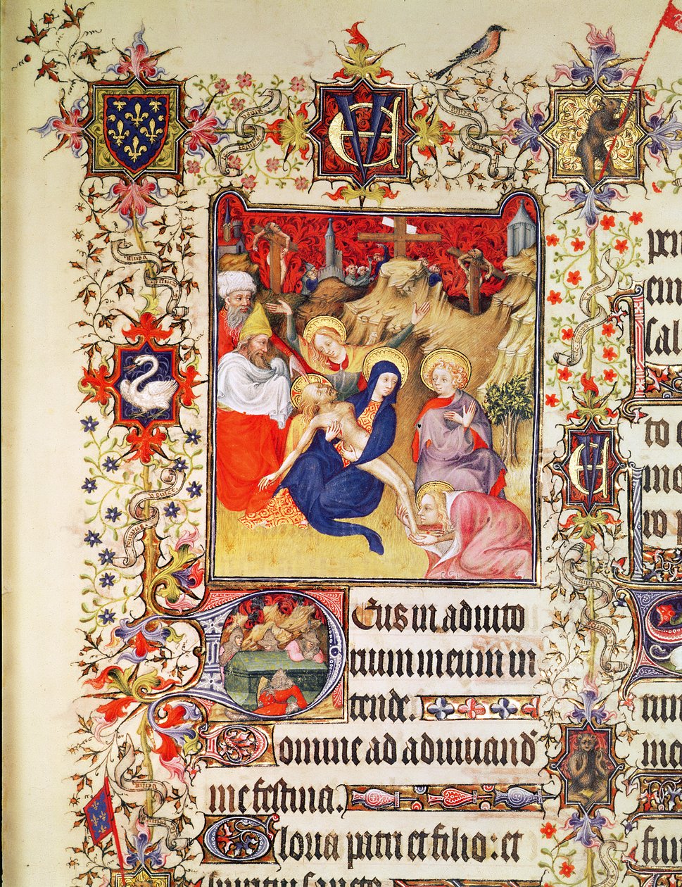 Lat 919 f.77 La Déposition du Christ, des Grandes Heures du Duc de Berry, 1409 - French School
