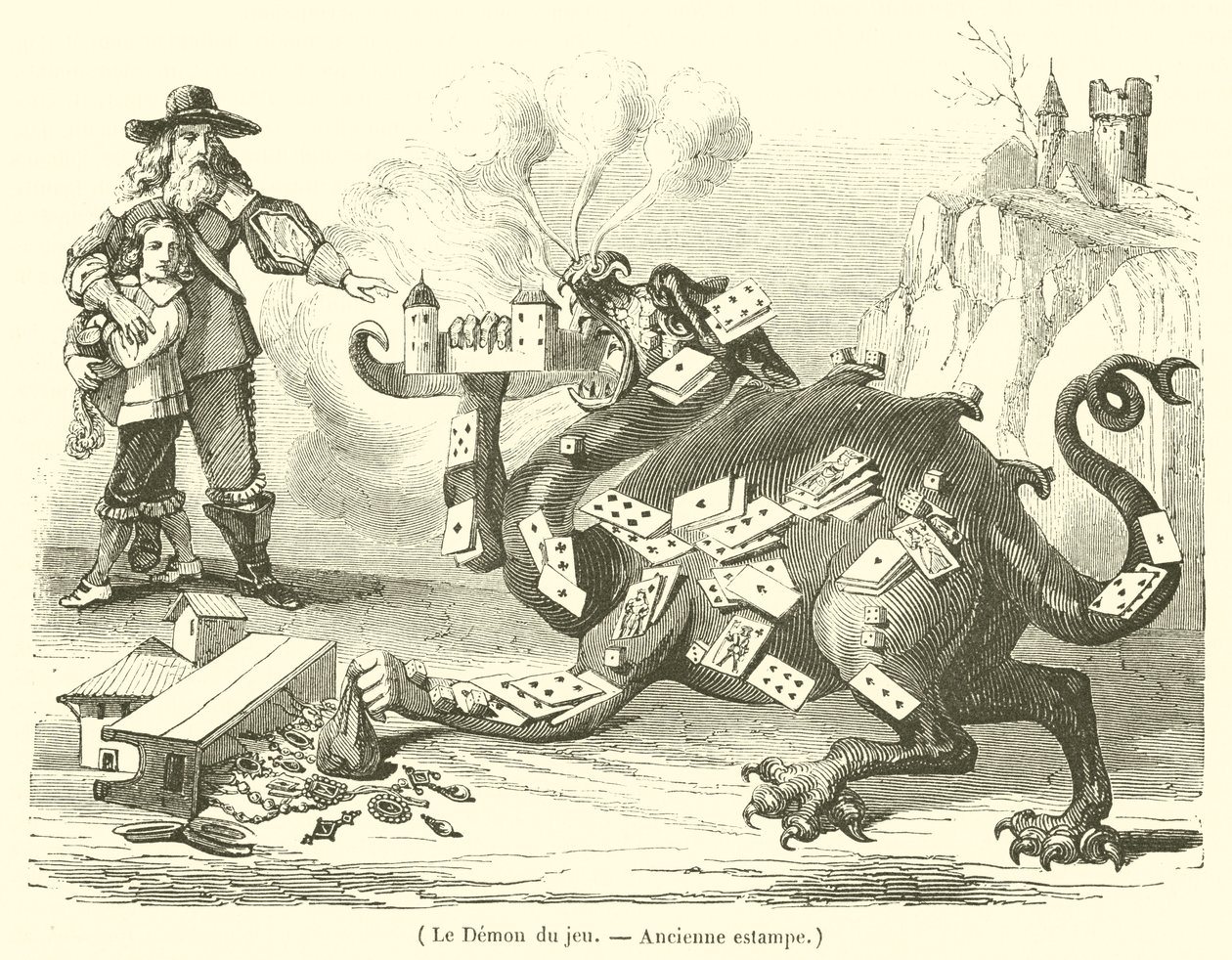 Le Demon du jeu (engraving) - French School