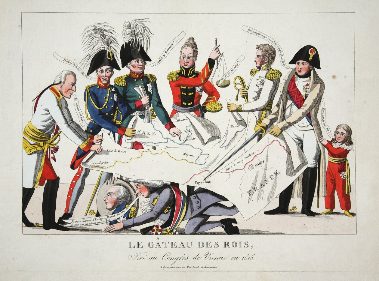 Le Gâteau des Rois, tiré au Congrès de Vienne en 1815, pub. - French School