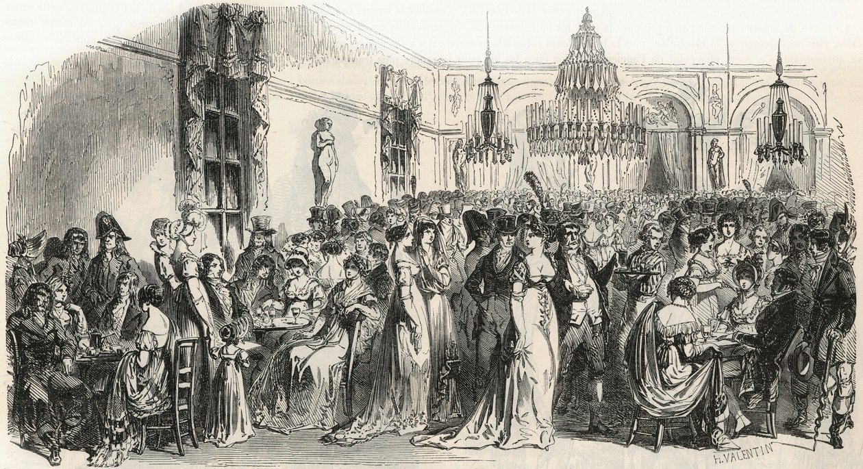 Le Grand Salon du café Frascati à Paris au XIXe siècle - Gravure dans « Tableau-de-Paris » par Edmond Texier 1852 - French School