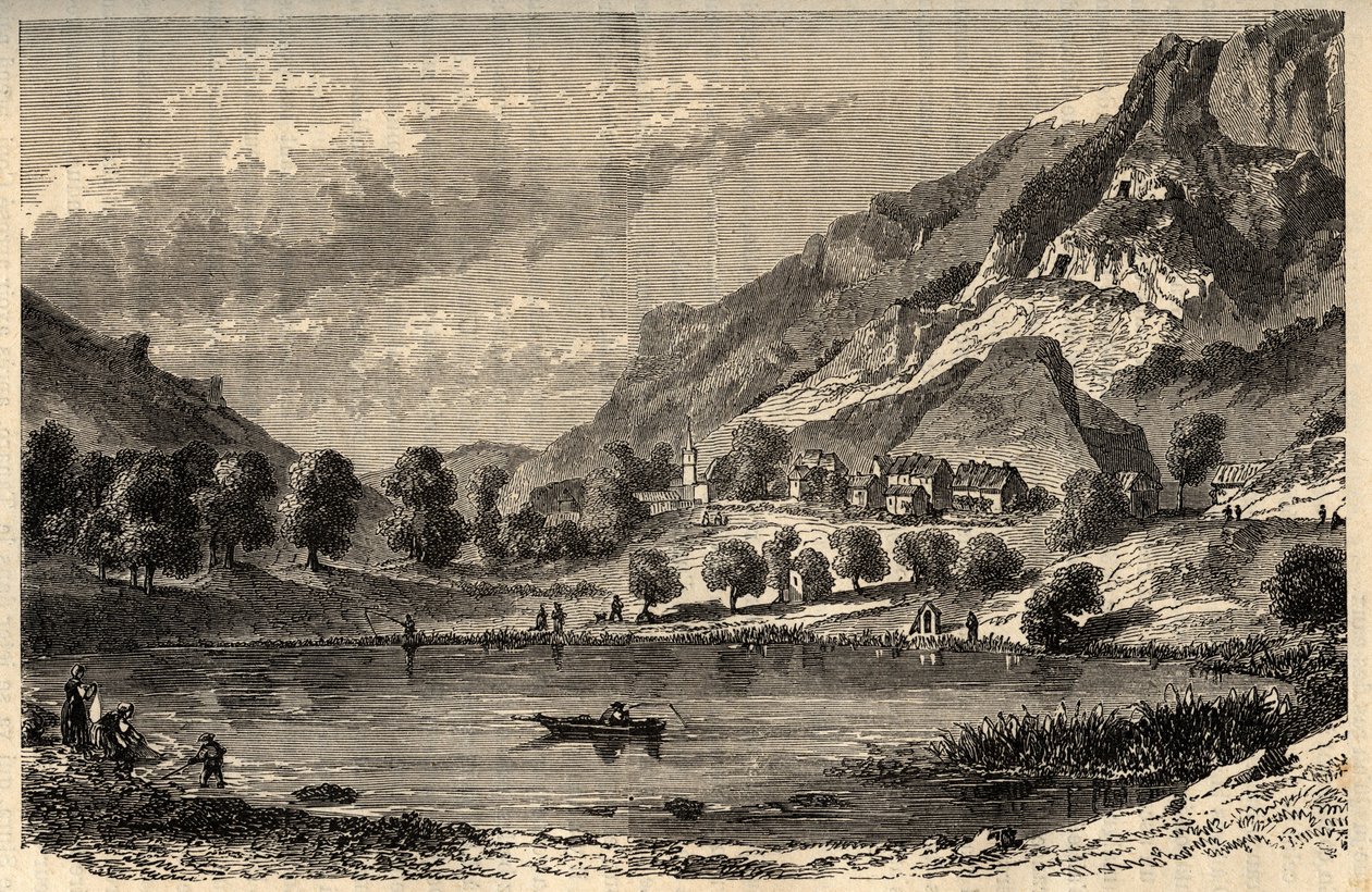 Le Lauzet-Ubaye - Le lac du Lauzet - commune du département des Alpes-de-Haute-Provence dans le sud-est de la France - gravure dans "PATRIE" - DESCRIPTION PICTURESQUE DE LA FRANCE EN 6 VOLUMES PAR LUCIEN HUARD - fin XIXe siècle - French School