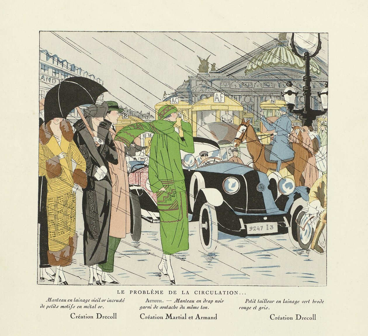 Le Probleme de la Circulation, from Art-Gout-Beaute, pub.1924(pochoir print) - French School