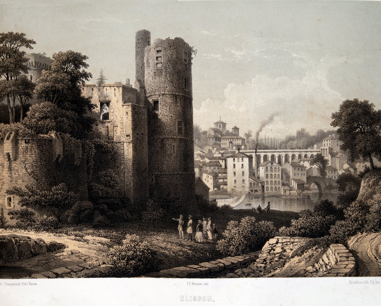 Le château de Clisson - Lithographie - French School