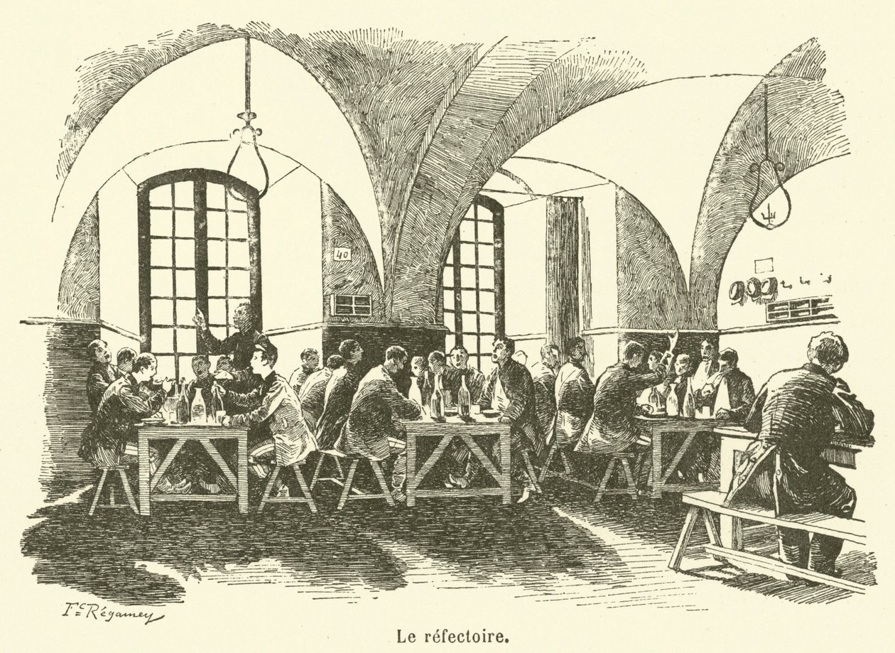 Le refectoire (engraving) - French School