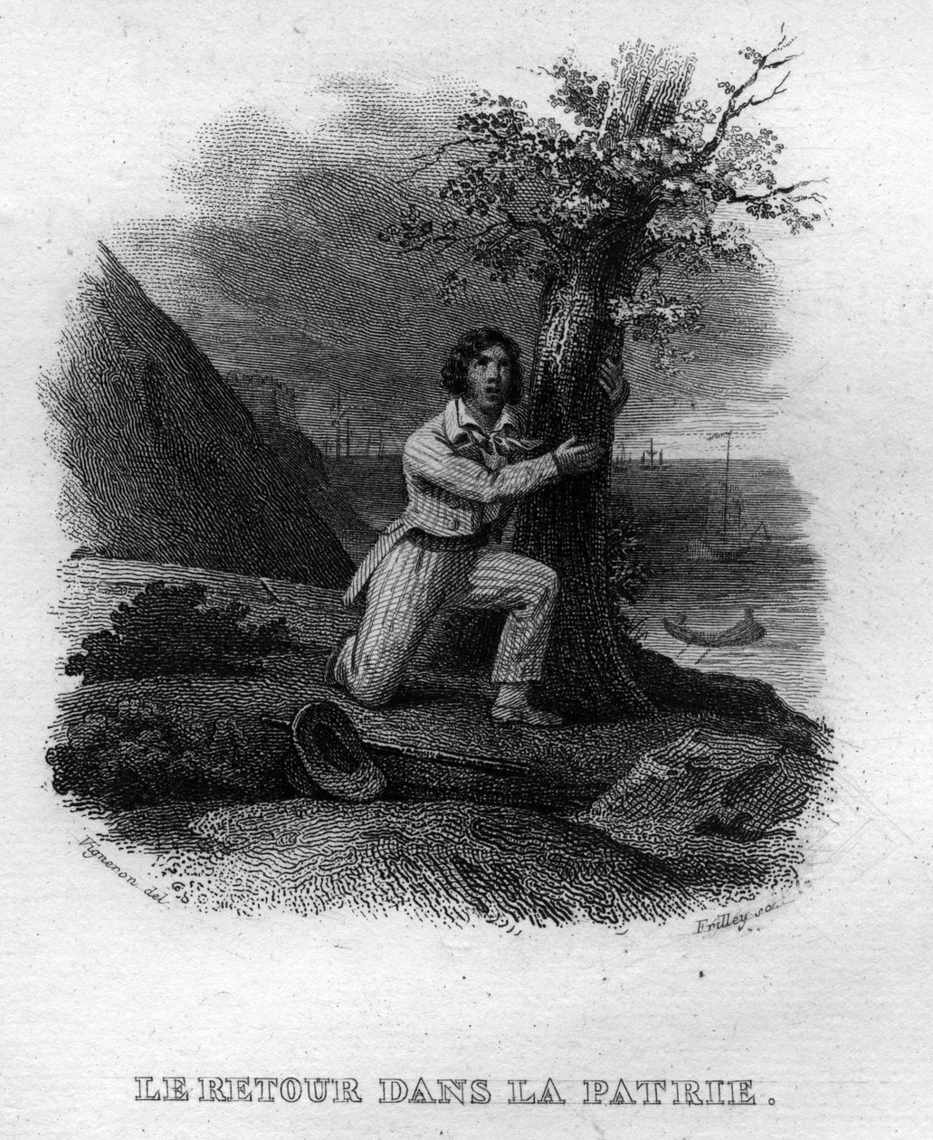 Le retour dans la patrie Chanson de Béranger dans « Œuvres complètes » (1834) de Pierre Jean de Béranger (1780-1857), poète et chansonnier français - French School