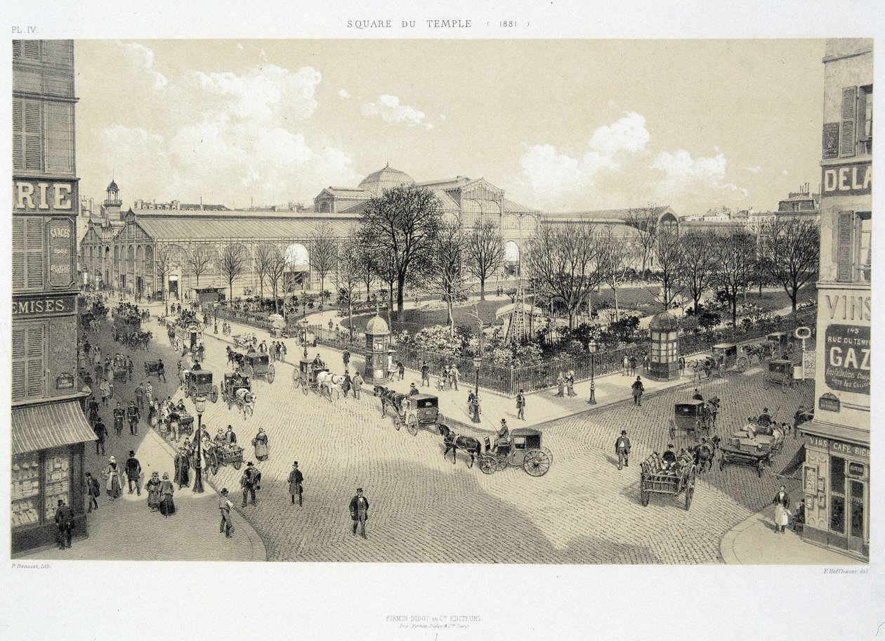Le square du temple en 1881 - dans « Paris à travers les âges : le temple et la rue Royale », fin 19ème siècle - French School