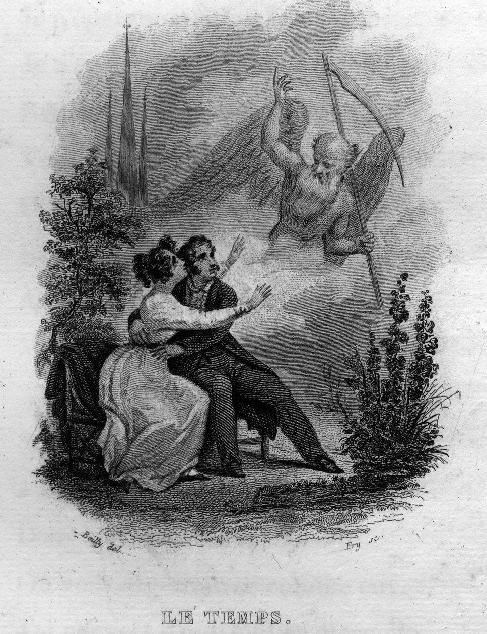 Le temps Chanson de Béranger dans "Œuvres complètes" (1834) de Pierre Jean de Béranger (1780-1857), poète et chansonnier français. - French School