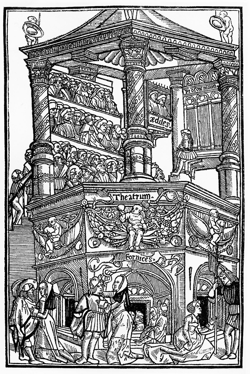 Le théâtre au Moyen Âge: vue sur un théâtre et le public - par Térence de Jean Trechsel, éd. à Lyon - French School