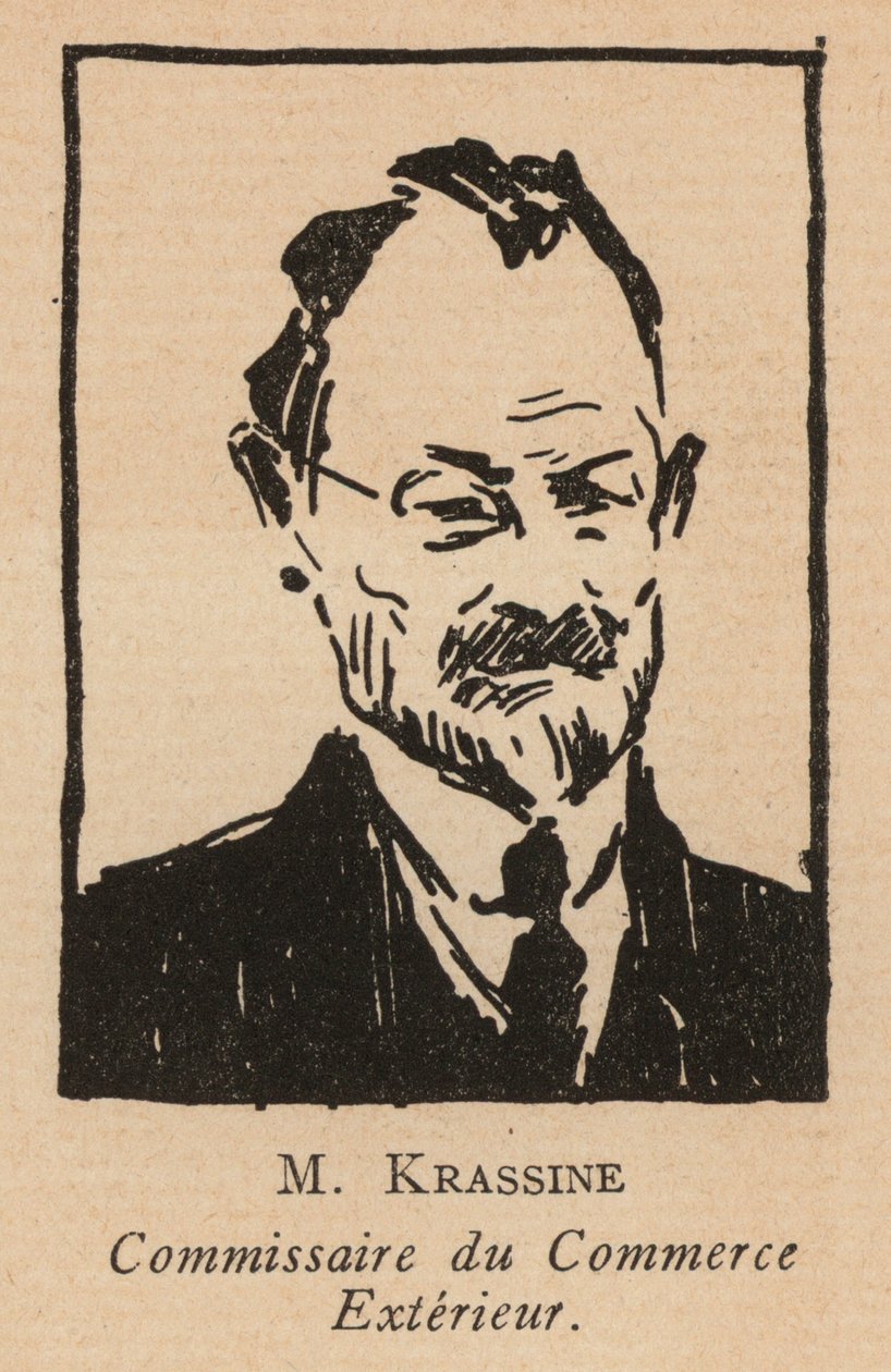 Leonid Krasin, homme politique révolutionnaire bolchevique russe et commissaire du peuple au commerce extérieur (litho) - French School