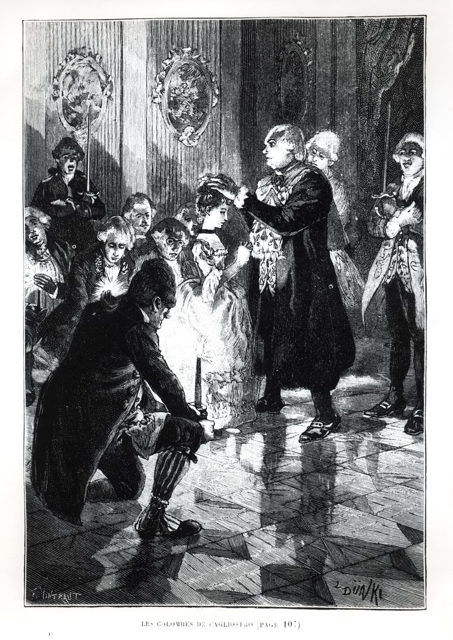 Les Colombes de Cagliostro, illustration de Les Merveilles de la Science par Louis Figuier, publié à Paris en 1893 - French School