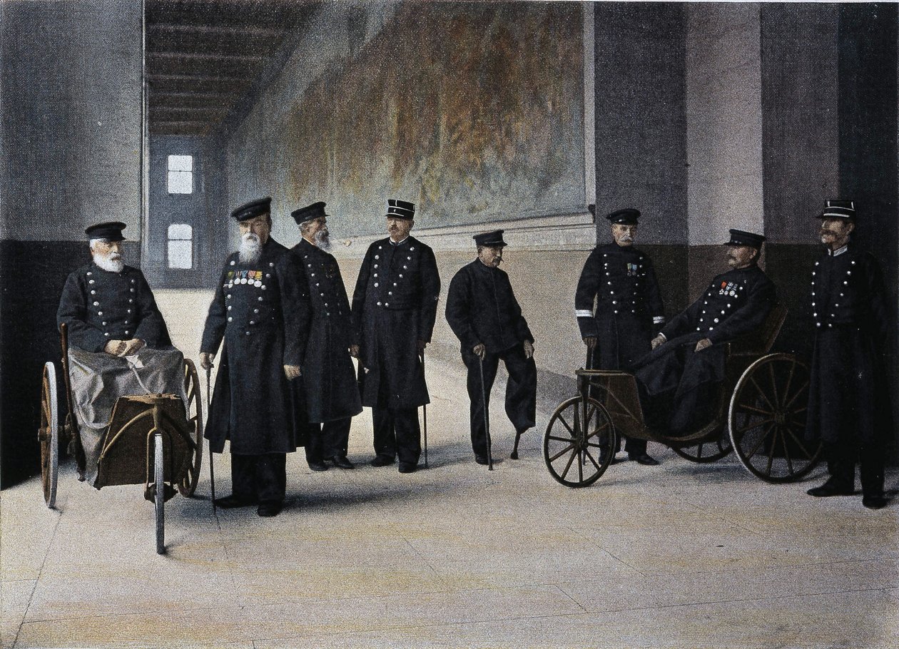 Les Moines Lais : militaires invalides - dans "Album militaire" - les invalides - French School