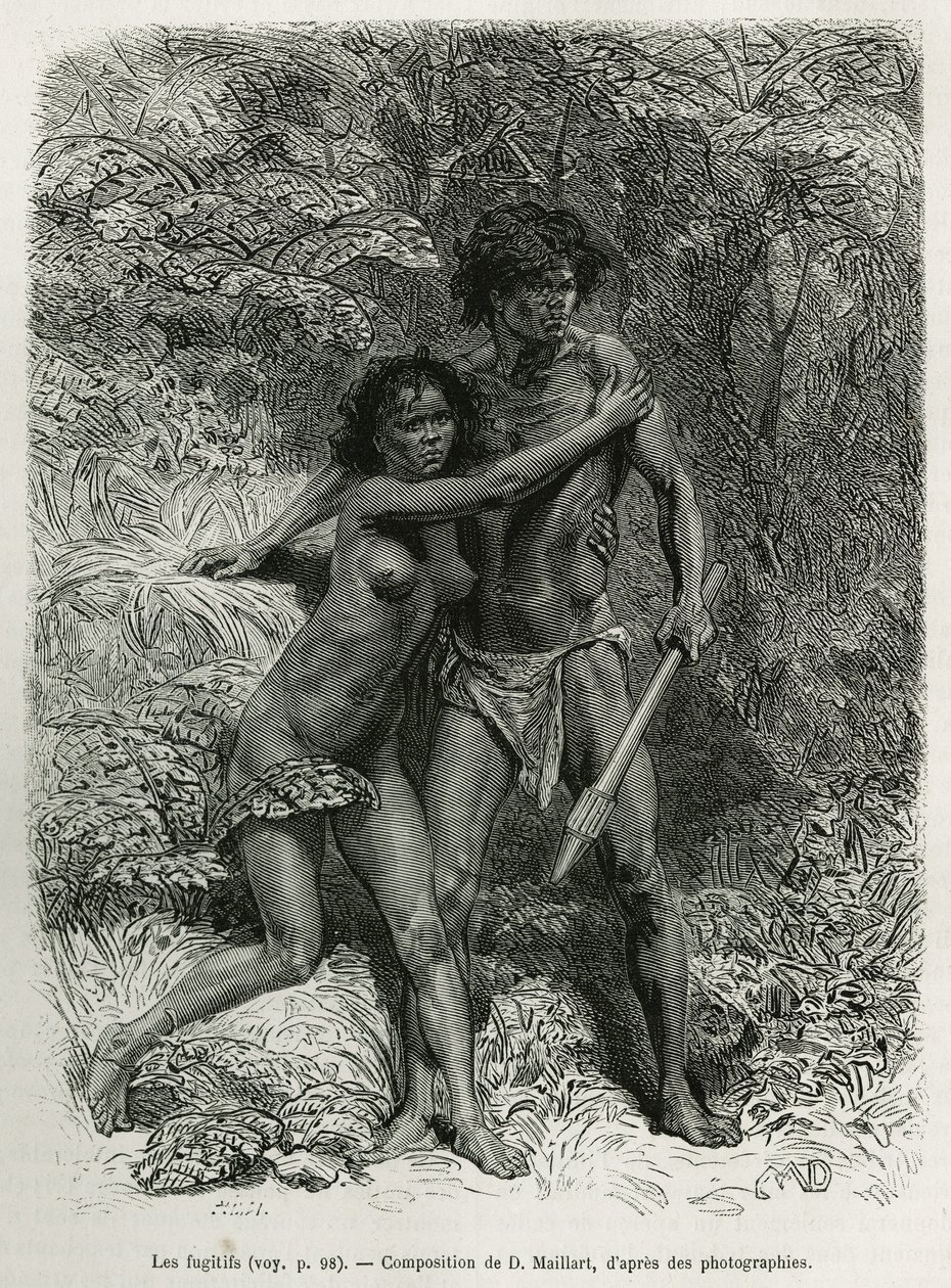 Les fugitives aborigènes, gravure d