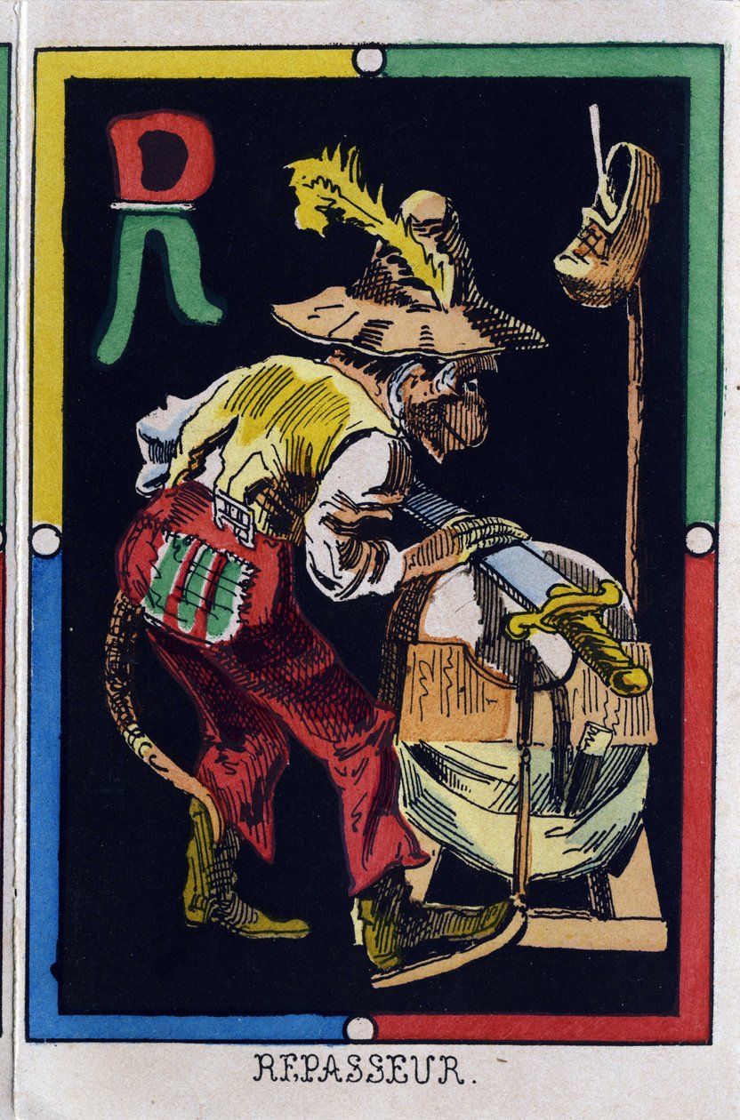 Lettre R en tant que pasteur. Alphabet des singes. Gravure sur bois. Imagerie d