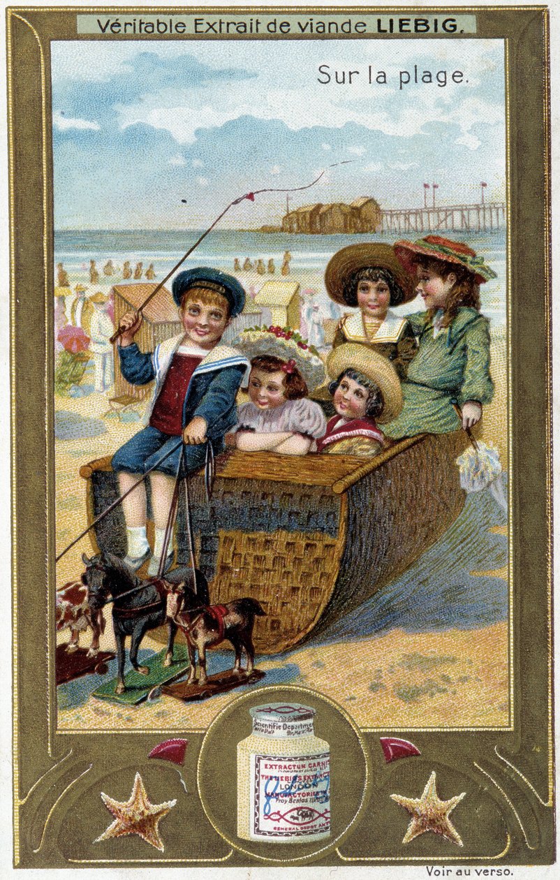 Série de chromolithographies Liebig "Jeu de plage" des enfants. sd. 19ème siècle - French School