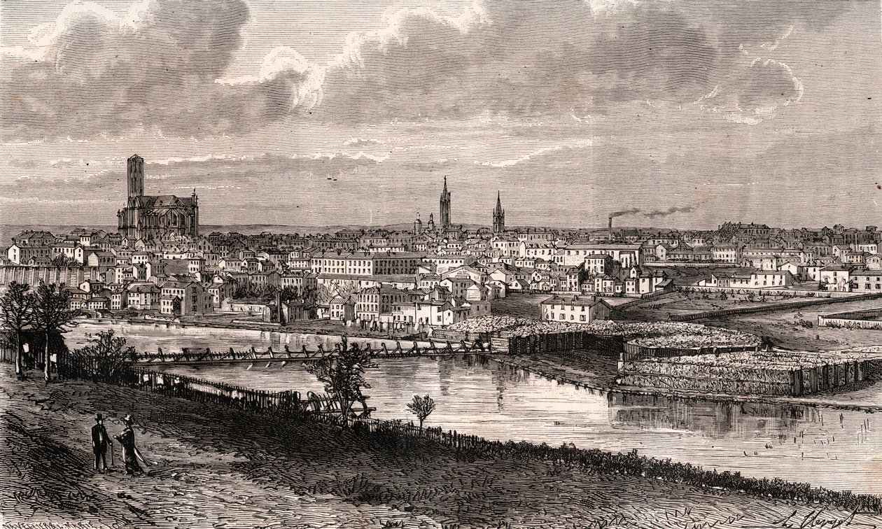 Limoges - Haute-Vienne - gravure dans «La France illustrée: géographie, histoire, administration statistique» par V.A. Malt-Brown. 1884 - French School